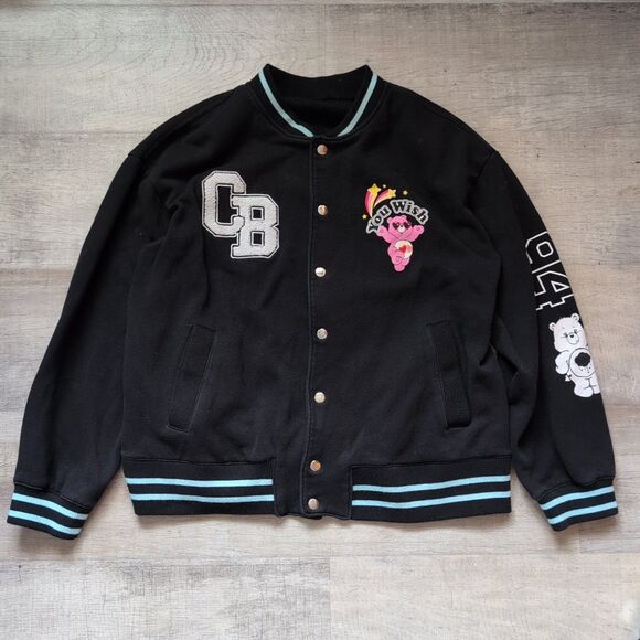 Carebear Sweatshirt Varsity Snap Up Jacket With Pockets Size M/L - Picture 2 of 9